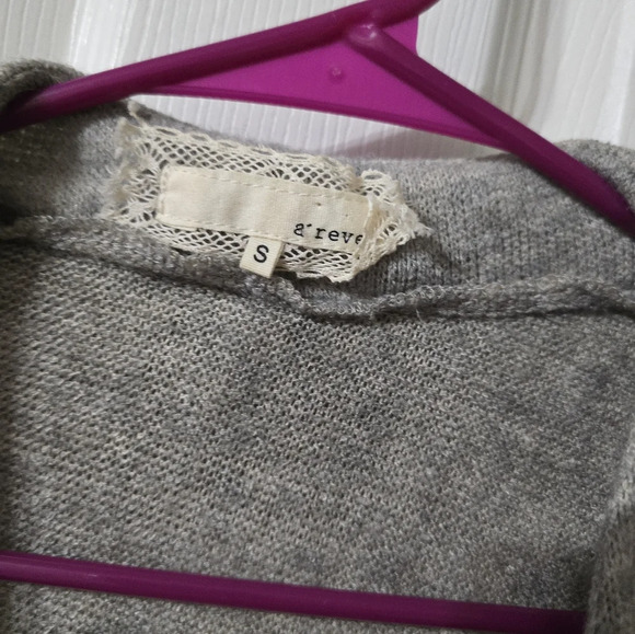 A'Reve Anthropologie Ruffled Open Front Cardigan, Wool Blend, Curved Hem, EUC! - Picture 10 of 11